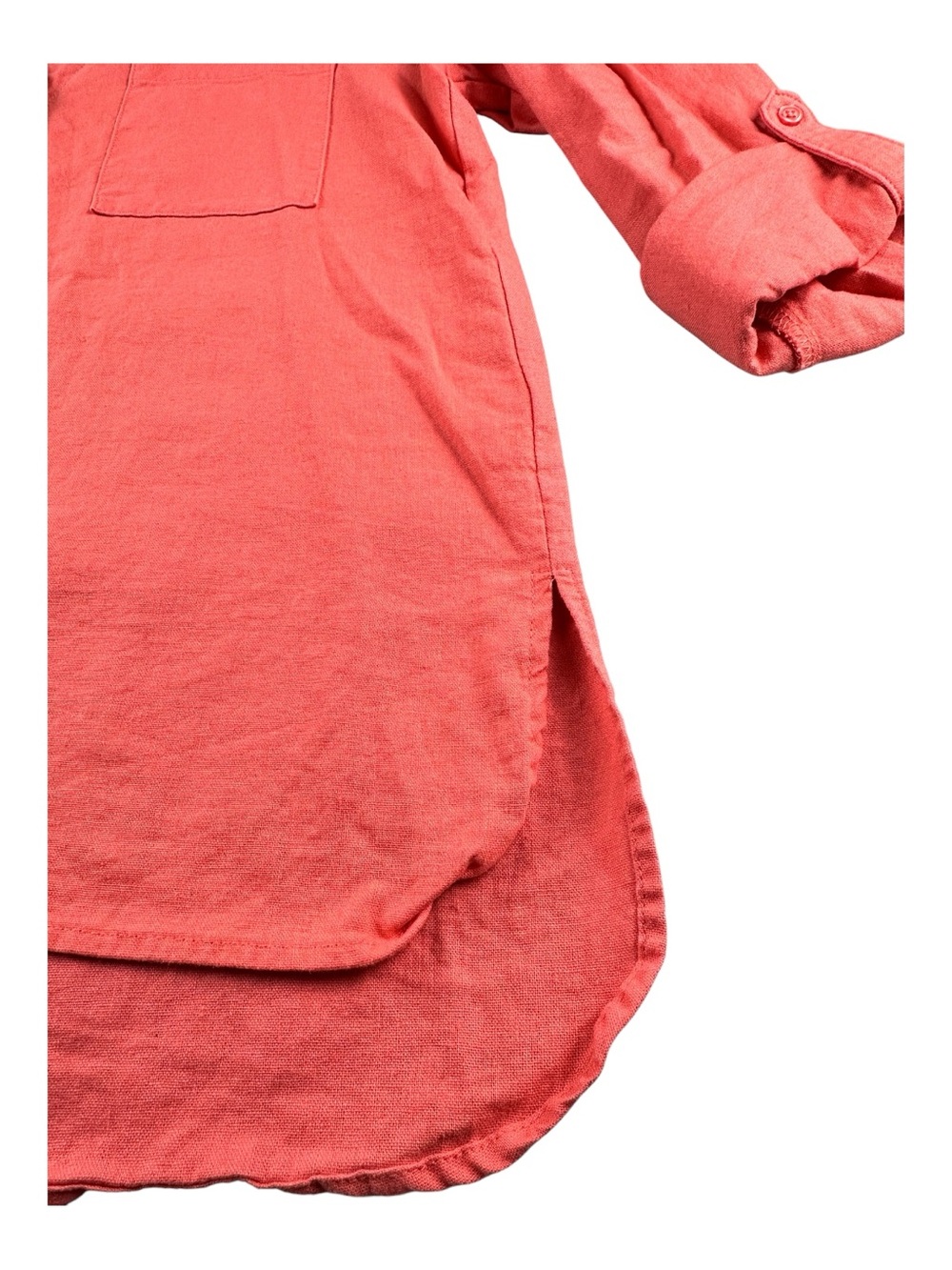Nine West Coral Tunic Blouse Button-Up Top Lagenlook Linen Blend OfficeCore S - Picture 5 of 8